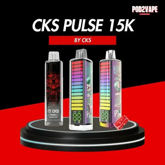 Cks pulse 15000 puffs พอตใช้แล้วทิ้ง ทรงยาวเหลี่ยม มีหน้าจอ Led