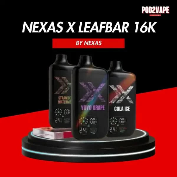 Nexas x leafbar 16k พอตใช้แล้วรุ่นใหม่ ทรงเหลี่ยม ปากสูบเหมาะกับรูปปาก รสชาติเข้มข้น หอม หวาน กำลังดี