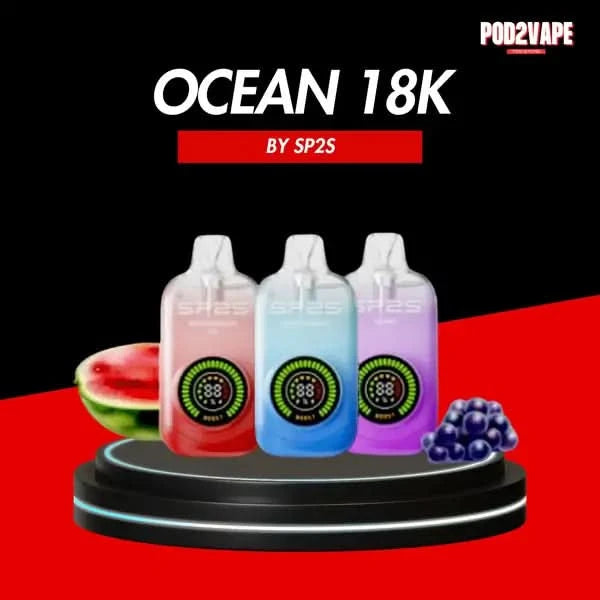 Ocean 18000 puffs พอตใช้แล้วทิ้ง มีหน้าจอ Led แสดงผลการสูบ