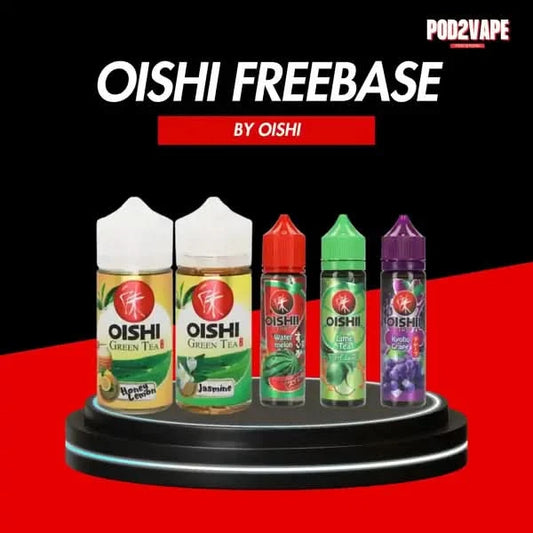 น้ำยาฟรีเบส โออิชิ Oishi freebase มีหลายรสชาติ และมี 2 ปริมาณ 60/100ml