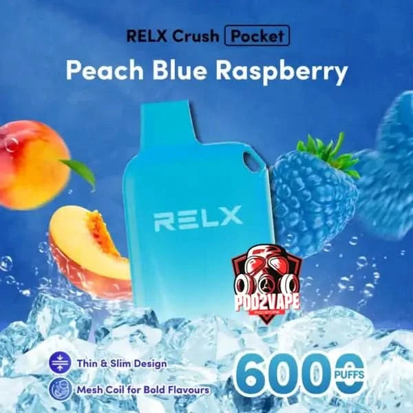 Relx crush 6000 puffs peach blue raspberry