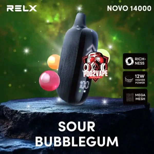 Relx novo 14000 puffs sour bubblegum