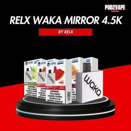 Relx waka mirror 4500 puffs ใช้แล้วทิ้ง ทรงเหลี่ยม กระจกเงา น่าใช้งาน