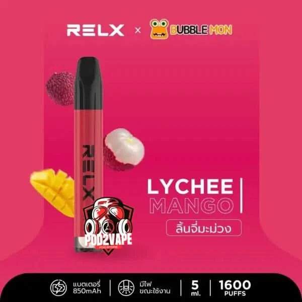 Relx x bubblemon 1600 puffs lychee mango