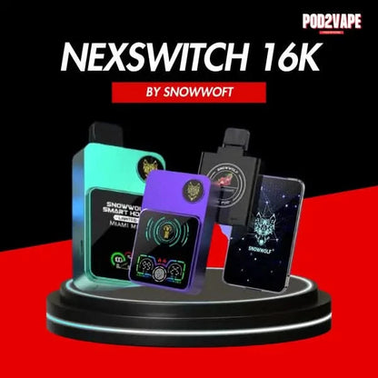 พอตใช้แล้วทิ้ง Nexswitch 16k จากแบรนด์ snowwoft สามารถเปลี่ยนหัวน้ำยาได้ รสชาติดี หอมหวาน อร่อยลงตัว