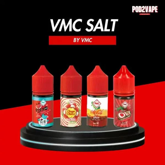 น้ำยา Vmc salt nic แบรนด์ยอดนิยม มีหลายรสชาติที่คุ้นเคยในร้านสะดวกซื้อ เช่น โคล่า / ช็อกโกแลต